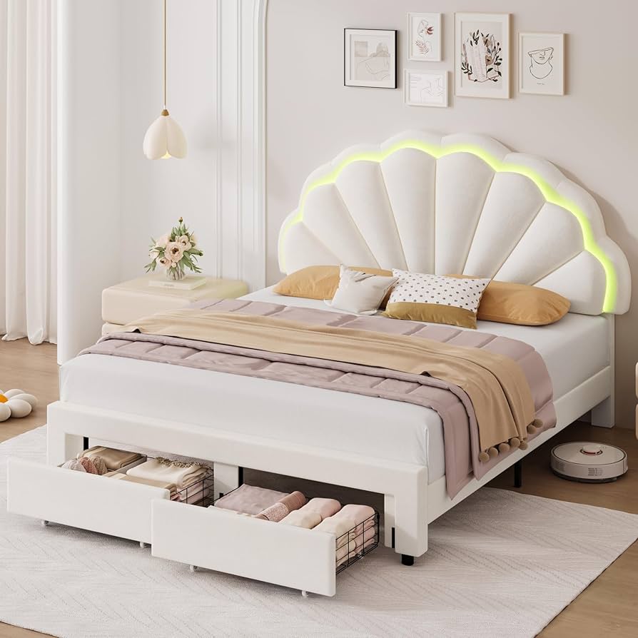 ベッドフレーム BED + MATTRESS with storage - 160x200 cm Amazon.com: ChicZhiNest Full Size Bed Frame with LED